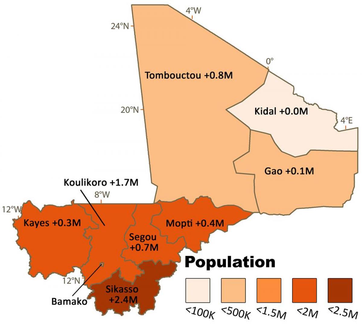 地図のマリ人口